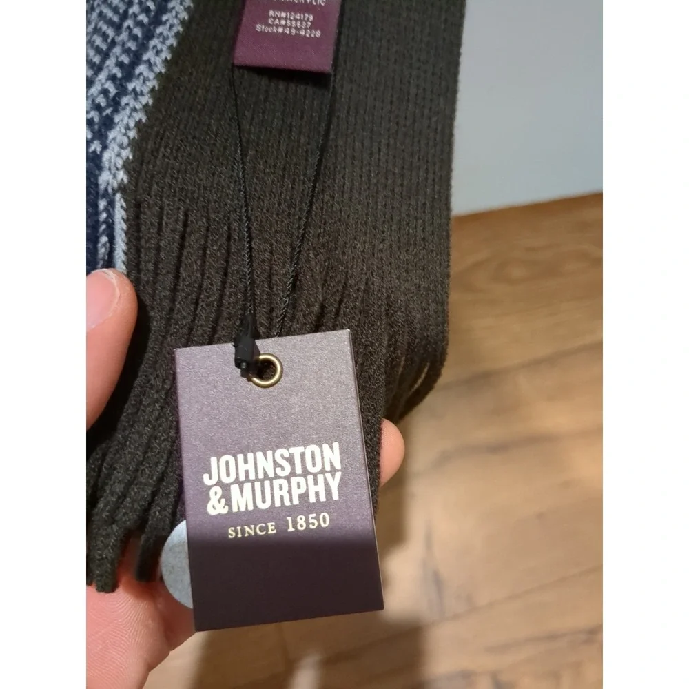 NWT Men's‎ Johnston & Murphy Brown/Blue Stripe Knit Scarf